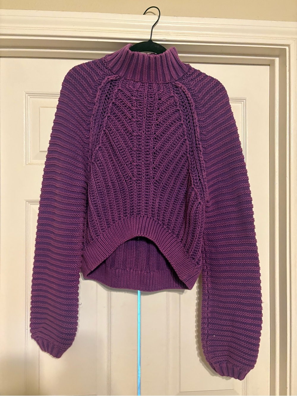 Free People Lavender Cable Knit Turtleneck Sweater